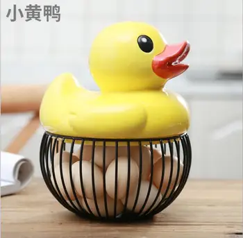 

Ceramic egg holder chicken wire egg basket fruit basket creative collection ceramic hen oraments decoration kitchen accessories