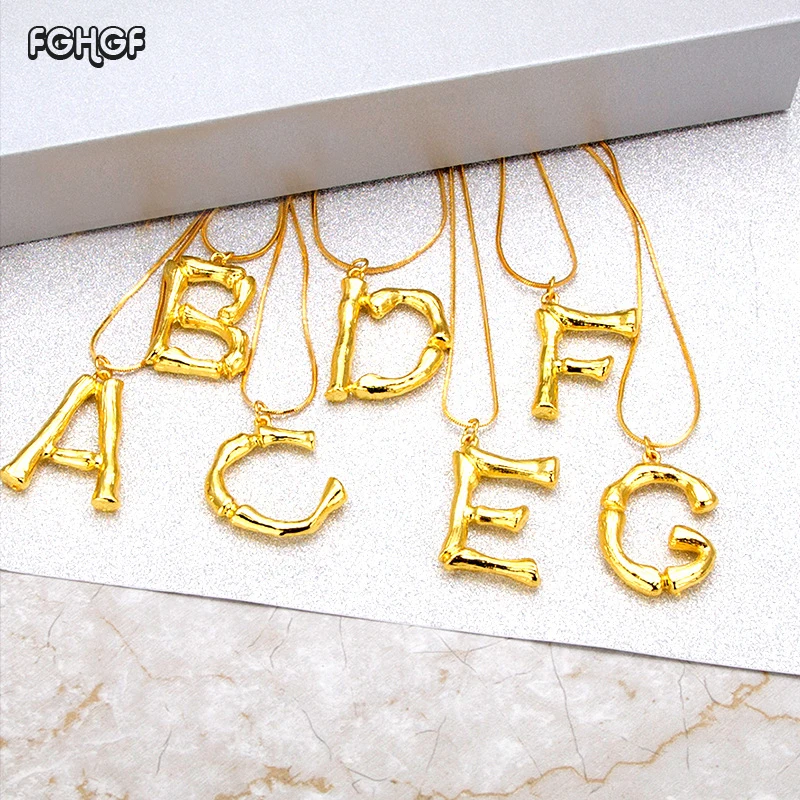 

FGHGF Europe and the United States fashion temperament English alphabet personality trend exaggerated golden pendant necklace