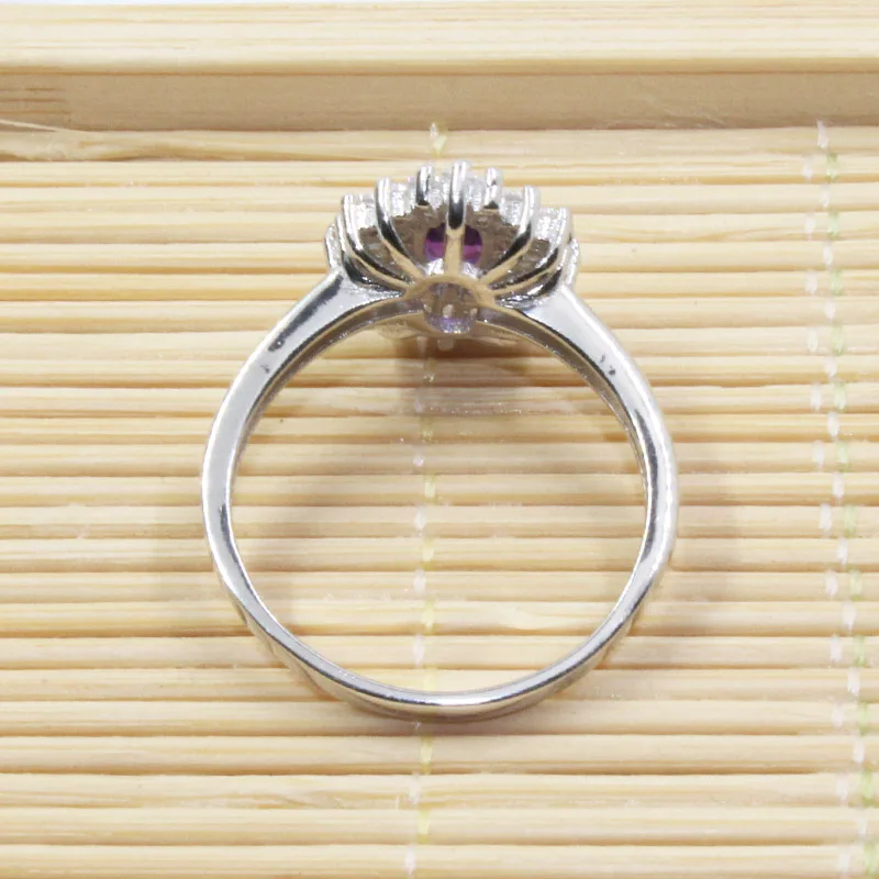 Fashion silver gemstone ring 100% natural VVS amethyst silver ring real sterling silver amethyst ring for wedding romantic gift