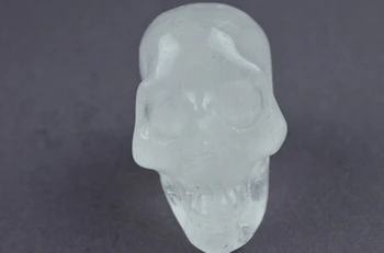 

SUIRONG---402+++ White Natural Quartz Crystal Hand Carved Skull Realistic Healing