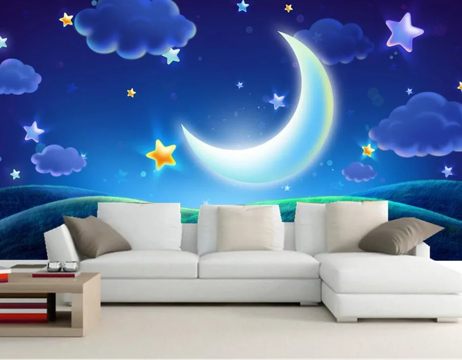 Custom 3d Murals,cartoon Beautiful Dream Night Sky Wallpaper,living Room  Sofa Tv Background Children Bedroom Papel De Parede - Wallpapers -  AliExpress