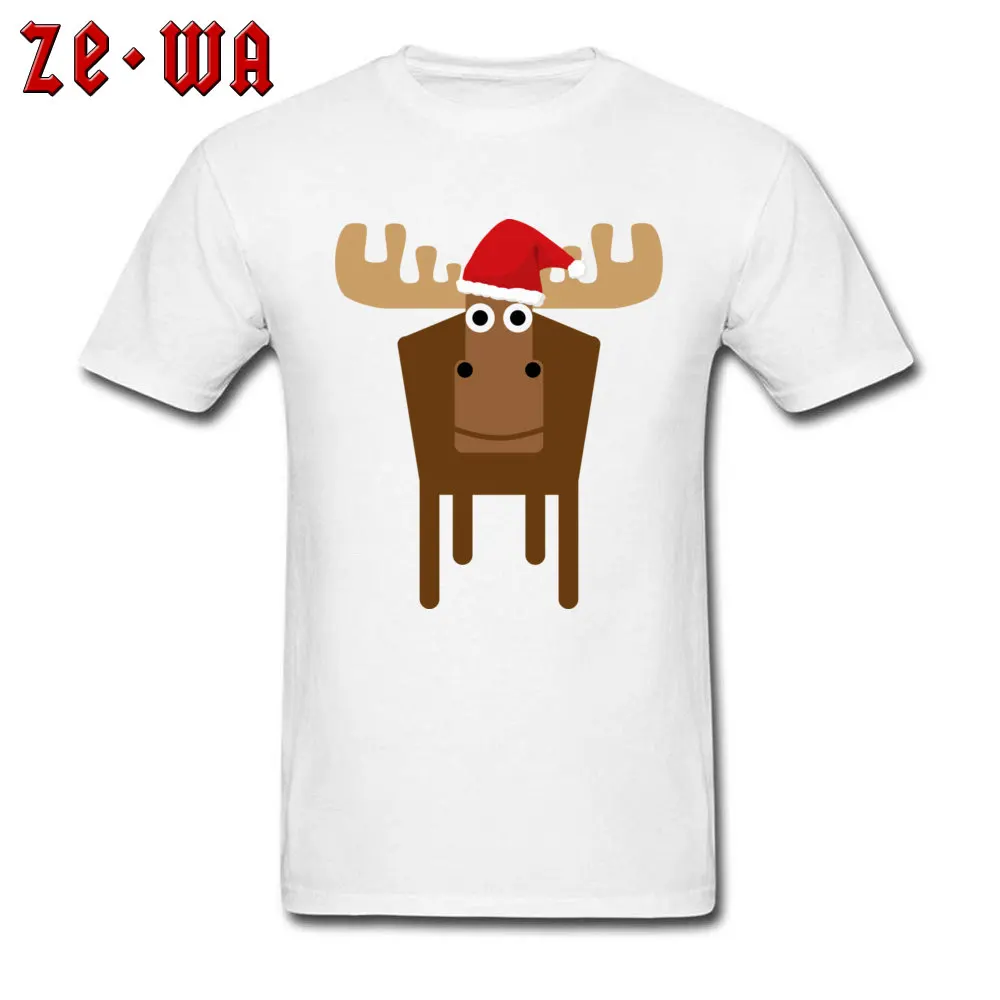 Christmasy Moose Tshirts for Men Casual Summer Autumn T Shirt Short Sleeve Prevailing Tops & Tees Crew Neck 100% Cotton Christmasy Moose white