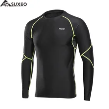 ARSUXEO Мужская Зимняя Теплая Флисовая компрессионная Термоодежда с круглым вырезом, рубашка для бега, длинные рукава, колготки, Спортивная футболка для спортзала