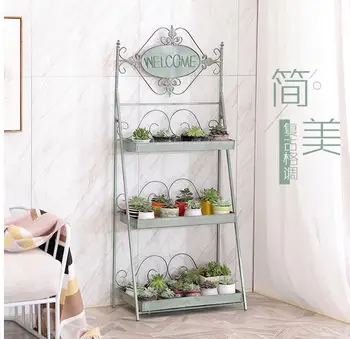 

Balcony decorative flower rack, household iron art multi-storey living room green radish fleshy flower pot rack flower rack