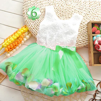 Платье для маленьких девочек летние детские платья без рукавов с цветочным рисунком для девочек детское платье принцессы с бантом для девочек - Цвет: Зеленый