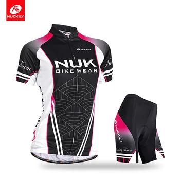 

Nuckily Summer Women's Cycling Jersey Set Breathable Mountain bike Cycling Clothes Suit Shockproof 18mm gel pad riding shorts
