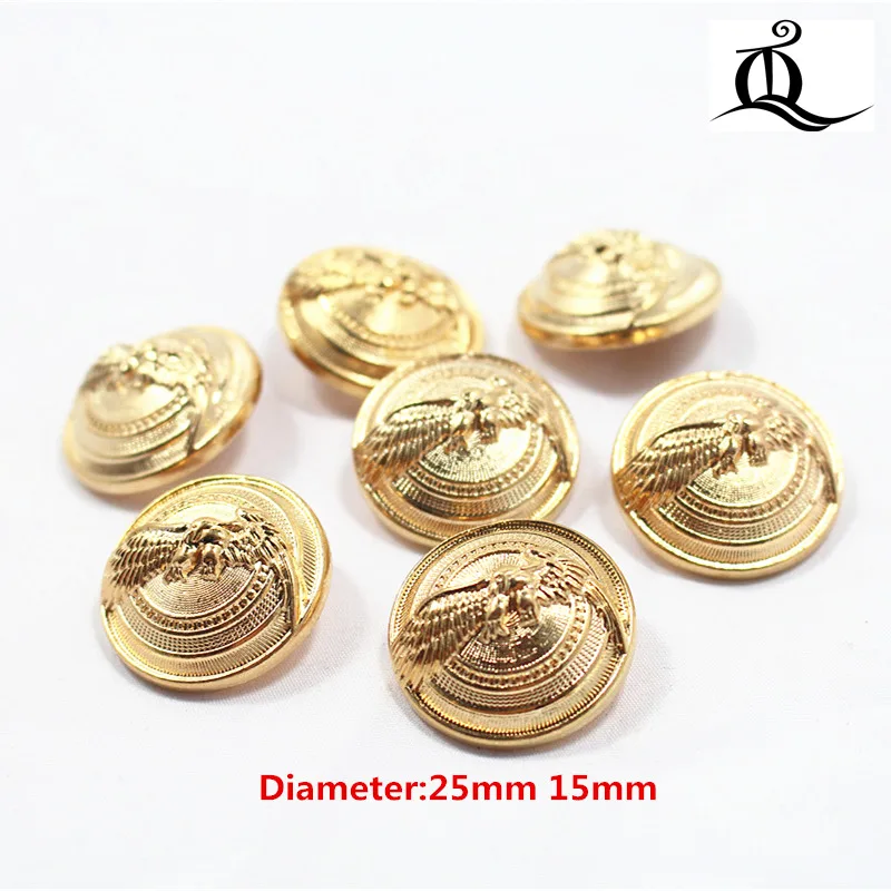 

10PCS gold beautiful Eagle diameter of 15mm-25mm gold metal buttons, clothing accessories, shirt, coat brand buttons,x1