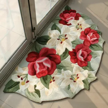 

Woven color printing print floor mats bedroom floor mats import doormat semi-cirle mats 45cm*75cm
