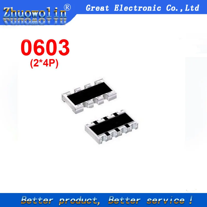 100pcs/Lot 5 0603 1K 10K 47K ETC OHMS 8P Chip Resistor Networks