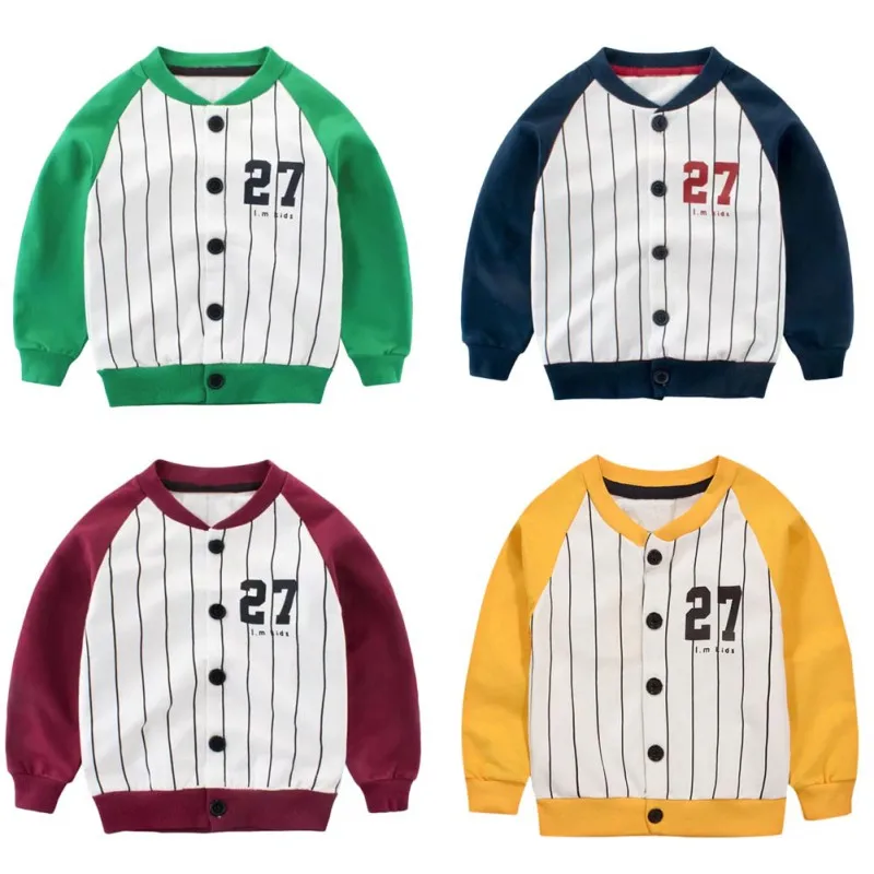 

New Autumn Children Boy Girl Long Sleeve Crew Neck Striped Jacket Sweatshirts Blouse Outfits For Boys