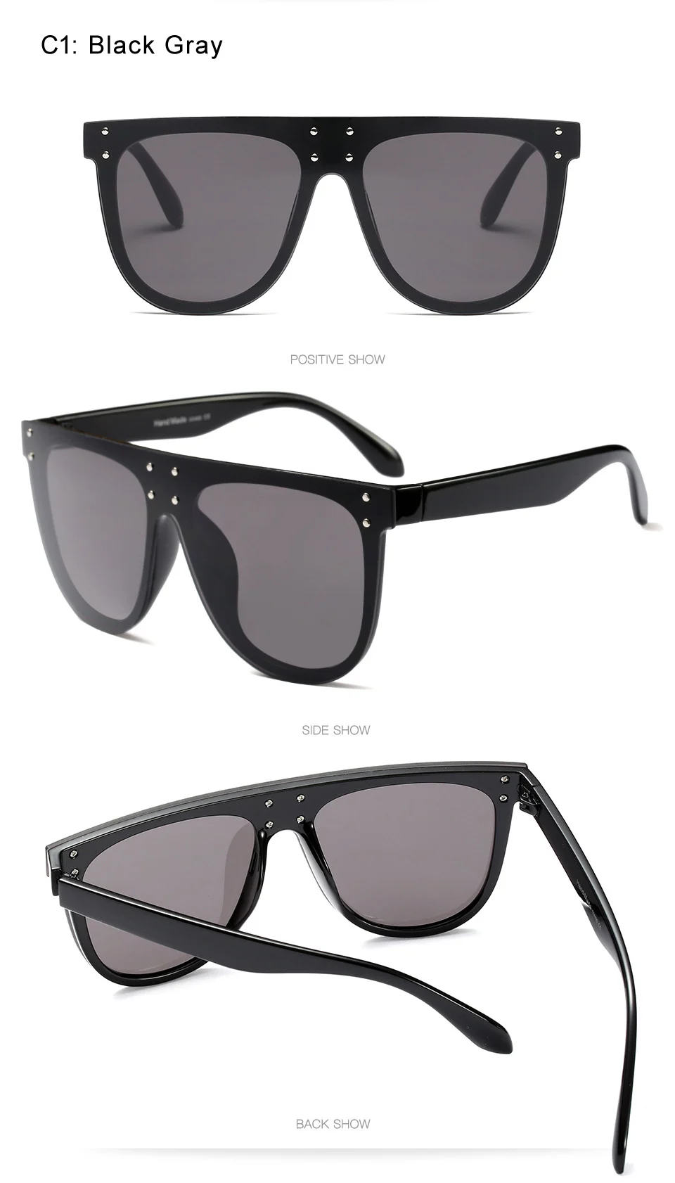 CCSPACE Женские квадратные солнцезащитные очки больших размеров, женские новые брендовые дизайнерские солнцезащитные очки с большой оправой, розовые солнцезащитные очки с заклепками 45188