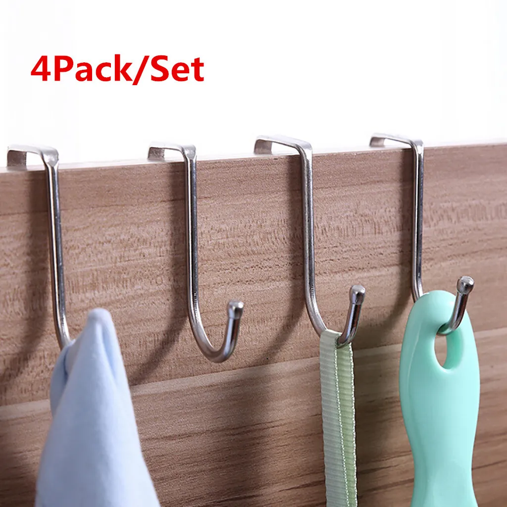 

4Pcs Stainless Steel Over The Door Hook Storage Hanger Flower Basket Holder Flower Basket Holder key holder wall perchero de
