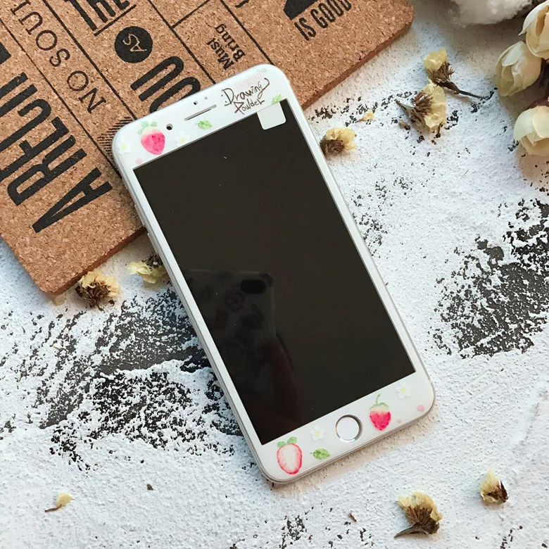 

Summer Fruits Lemon Strawberry Carbon Fiber Front Screen tempered glass Protector For iPhoneX 8/6S 7PLUS body Protection
