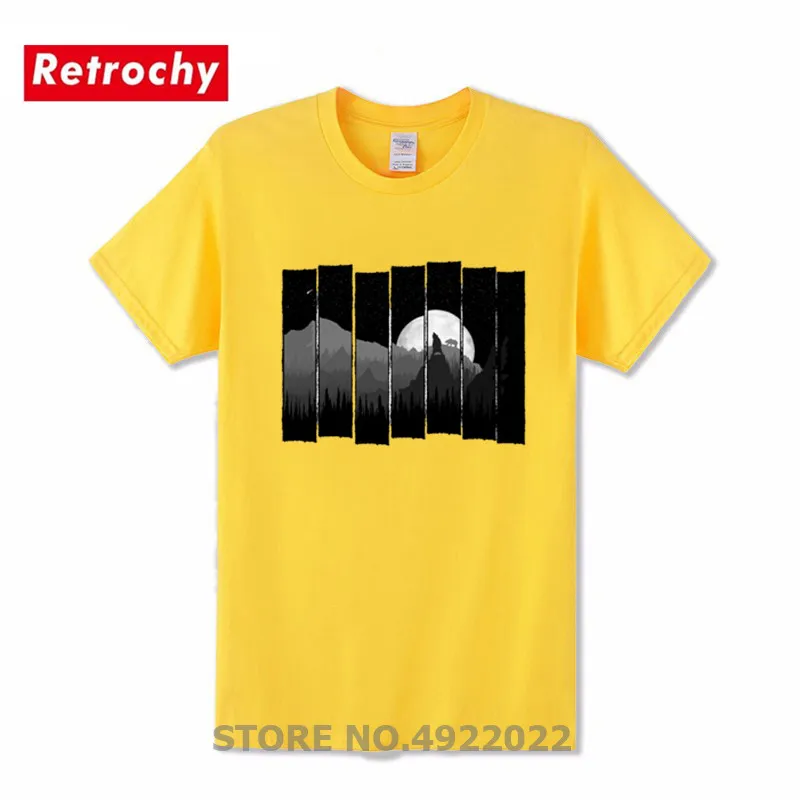 Summer outdoor landscape t shirt Men perfect Valentine's day t-shirt Bear hiking mountains in night tshirt Nature love story tee