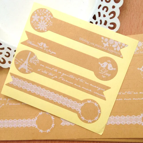 80pcs Kraft Paris Tower Series gift seal label stickers for Handmade Product Party Favor Gift Bag Candy Box Decortion