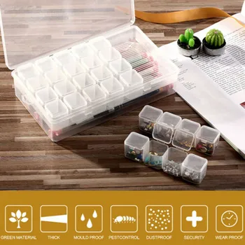 

Home storage box glass beads grid storage box jewelry box container transparent DIY display box L0430