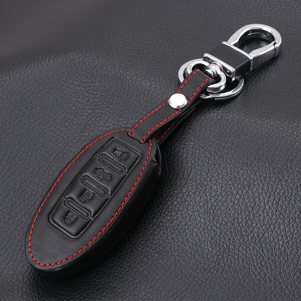 4 Button Genuine Leather Car Remote Key Holder Case Cover For Infiniti