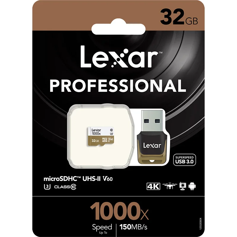 Lexar Professional 150 МБ/с./с 1000x micro SD SDHC SDXC 32 Гб 64 Гб 128 ГБ 256 Гб карта памяти UHS-II для дрона Gopro Hero спортивная видеокамера