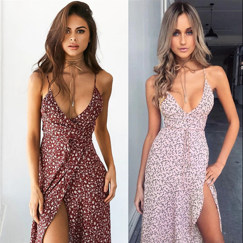 

TaeDerstil Fashion plus size XL Floral Slip Sexy Backless Party Dress Sleeveless Bodycon Elegant Women Summer Spring dress