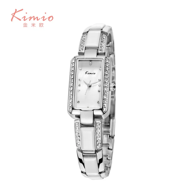 

KIMIO Rectangle Rhinestone Imitation Ceramic Bracelet Ladies Quartz Watch 2018 Luxury Brand Women Wrist Watches For Women Dress