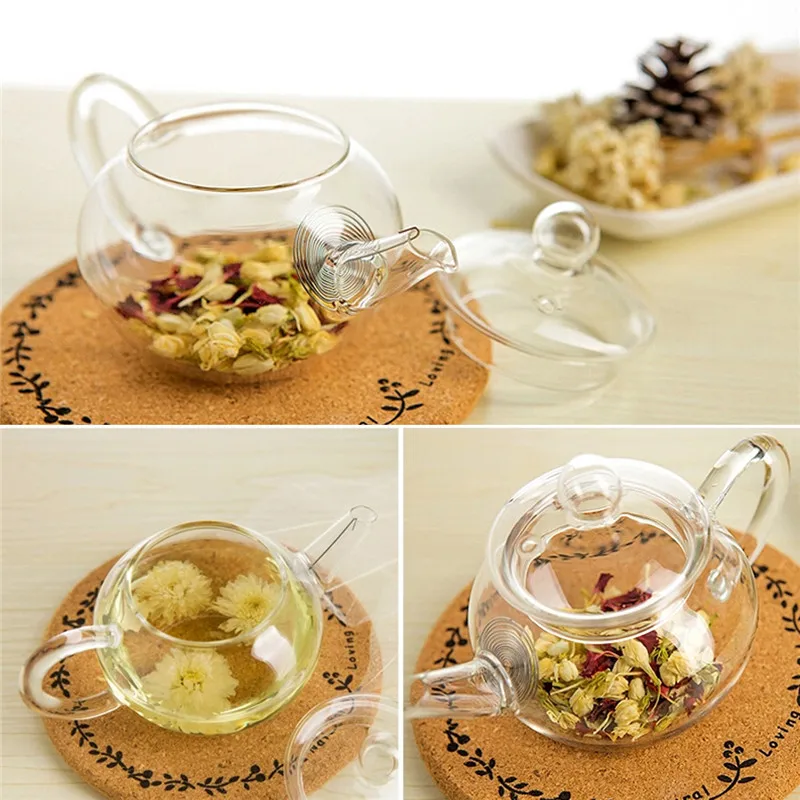 

Practical 250ml/8.5oz Borosilicate Glass Teapot Heat Resistant Bottle Cup For Blooming tea Herbal Coffee With Infuser