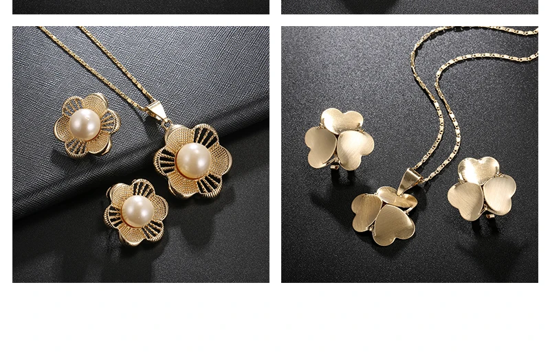 BTSETS Fashion Jewelry Sets Wedding Dubai Gold Color Jewelry Sets For Women Flower Turkish Jewelry Earrings Indian Jewellery (4)