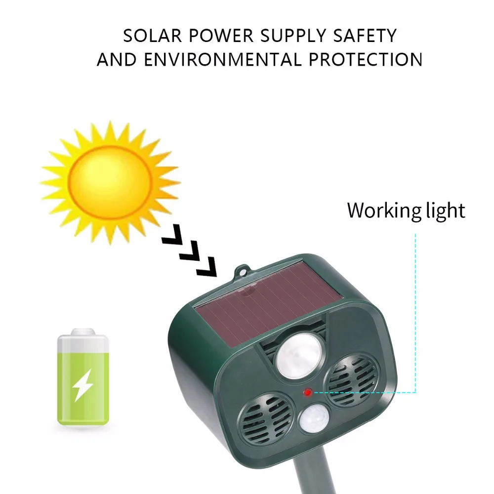 

Waterproof Camping Alarm Solar Outdoor Burglar Alarm Anti-Animal Camping Burglar Alarm Flash LED Light Ultrasonic Mosq