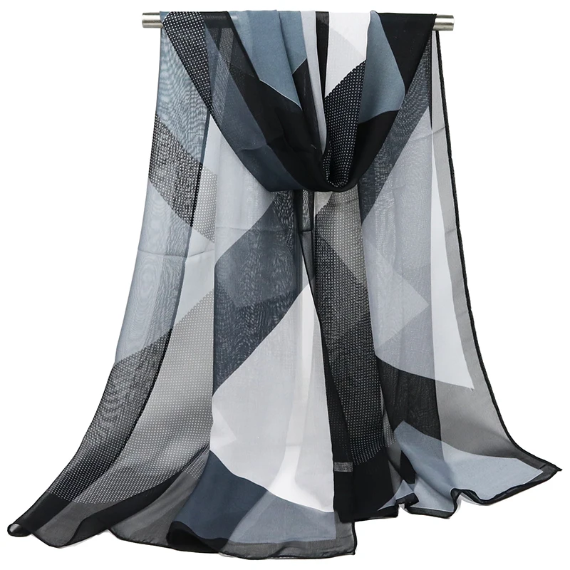 Hot sale Woman Silk Scarf Geometric grid Printing Hijab Women's...