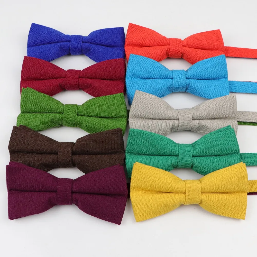 Bowtie Striped Cotton Polyester Tie Cotton Skinny Tie Bow Solid