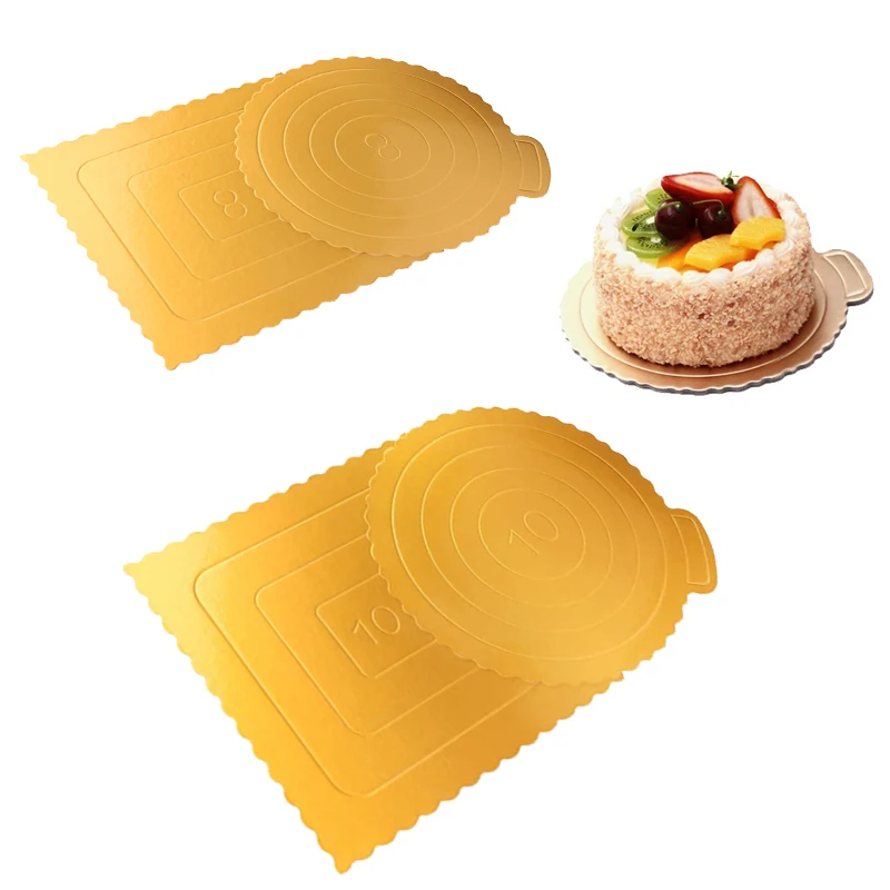 

10PCS Kitchen accessories Practical Round Square Bakeware Cardboards Durable Paper Baking Trays Golden Cake box Bottom Brackets
