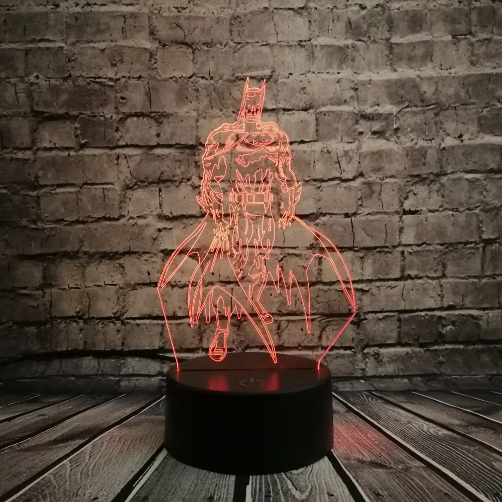 Marvel Cartoon Action Figure 3D RGB Lamp Batman LED Night Light Cool Table Decorative Boy Gift Visual illusion Table Child Kid