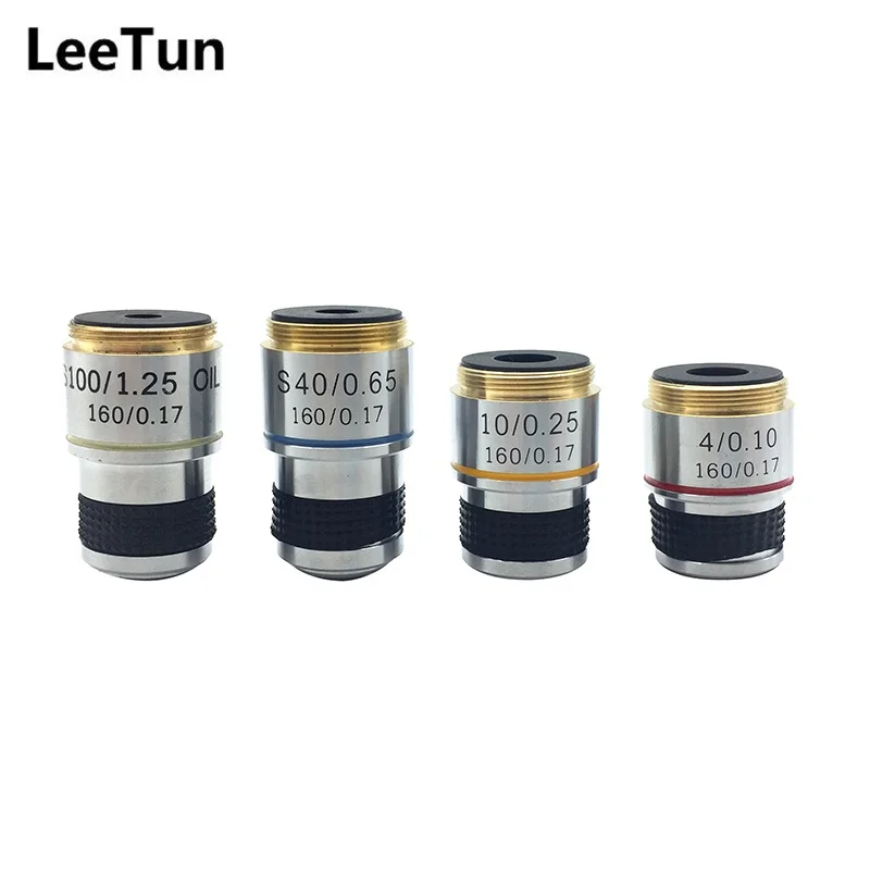 

4X 10X 40X 100X Achromatic Objective Lens for Biological Microscope Bio-microscope Conjugate Distance 185 mm