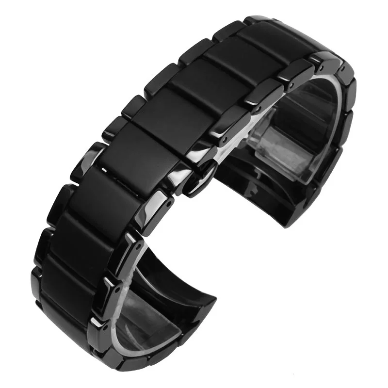 

High Quality Black Ceramic Strap for AR1452 AR1451 Ceramic watchband and case 22mm 24mm Bracelet steel black Deployment band