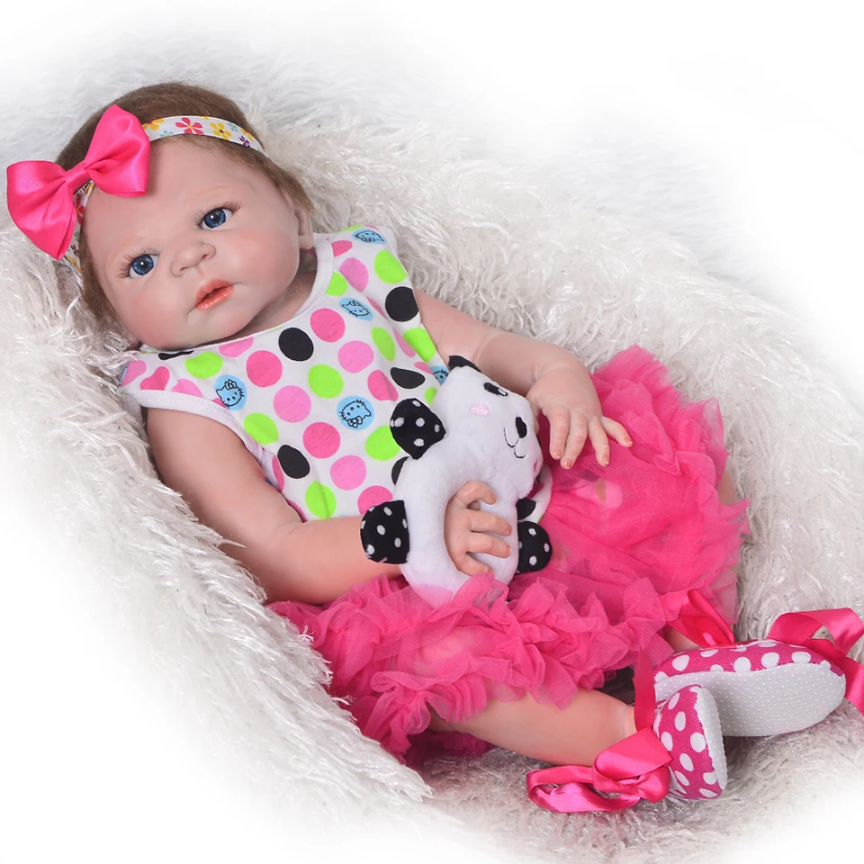 

KEIUMI Handmade Full Silicone Vinyl 23 Inch Reborn Baby Dolls Girl Realistic Princess Boneca Reborn Kids Birthday Xmas Gifts