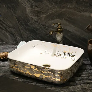 

Chinese Europe Vintage Style Art wash basin Ceramic Counter Top bathroom basin bowl ceramic Wash Basin Bathroom Sinks