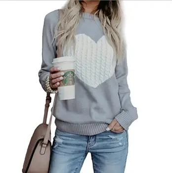 

Autumn Winter Women Sweaters Pullovers Long Sleeve Sweater Slim Heart Knitted Jumpers Sueter Mujer