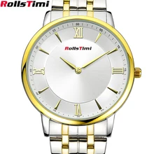 ROLLSTIMI Luxury Mens AR Watches Gold Color Quartz-watch relogio masculino dourado wrist watches for men relojes hombre marca