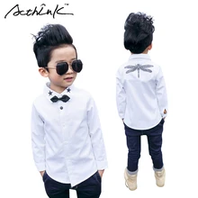 ActhInK/нарядная рубашка со звездами и галстуком-бабочкой для мальчиков, свадебная рубашка со стрекозой для мальчиков детская хлопковая рубашка для вечеринки и выпускного MC210