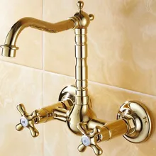 Роскошный полированный золотой Латунный настенный водопроводный кран для кухни ванной умывальник кран asf101