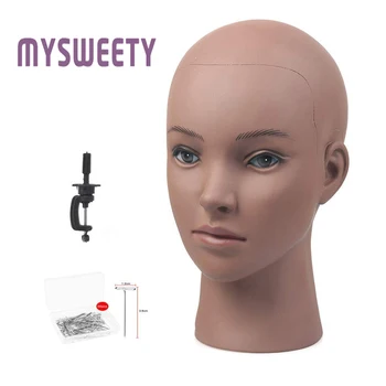 

Brown Bald Mannequin Manikin Head Female Hairdressing Cosmetology with Free Gifts For Wig Jewelry And Hat Display