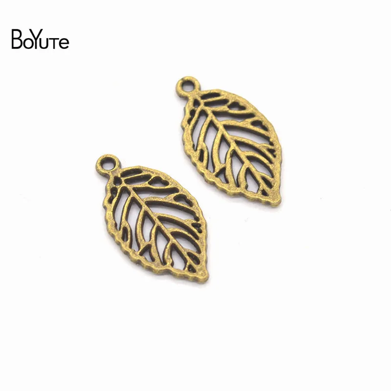 BoYuTe (50 PiecesLot) Metal Alloy 2715MM Hollow Out Leaf Pendant Charms Diy Hand Made Jewelry Accessories Wholesale (2)