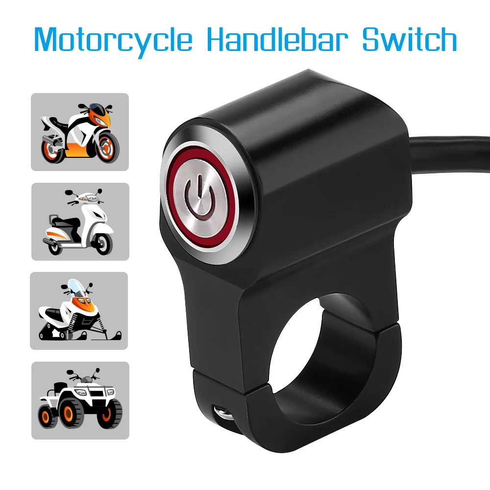 

Motorcycle Switches 7/8" 22mm Handlebar Mount Switch Headlight Hazard Brake Light Power ON-OFF With Indicator Light Waterproof