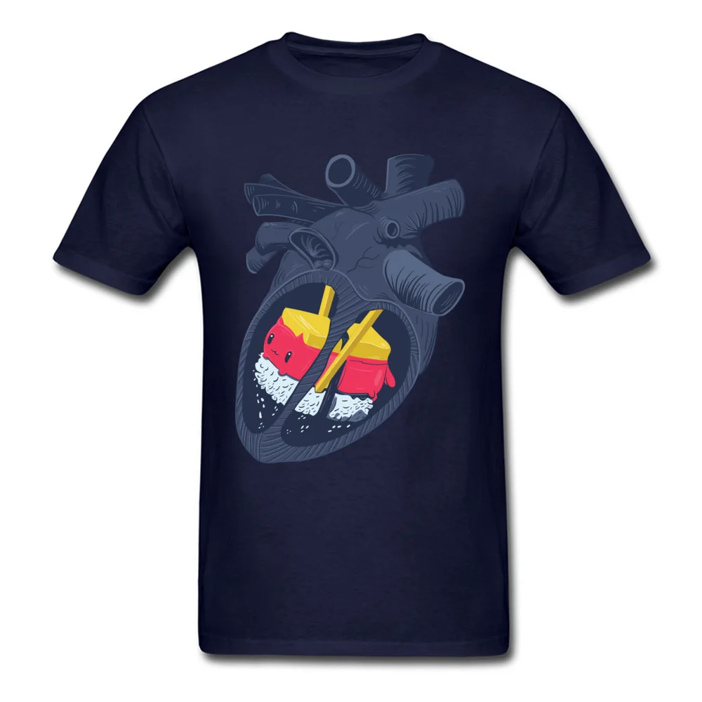 Hearth Sushi Kawaii Top T-shirts New Fashion Short Sleeve Party 100% Cotton Round Collar Men Tops Tees T Shirt April FOOL DAY Hearth Sushi Kawaii navy