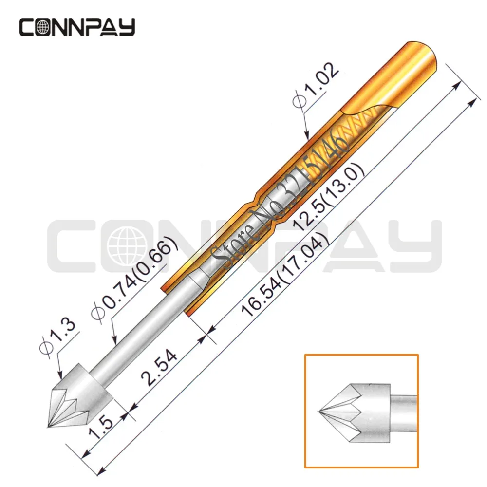 

100Pcs in a Pack Dia 1.3mm P75-LM2 Spring Test Probes Pogo Pin Length 16.54mm Stroke Spring Froce:180g Tool Wholesale