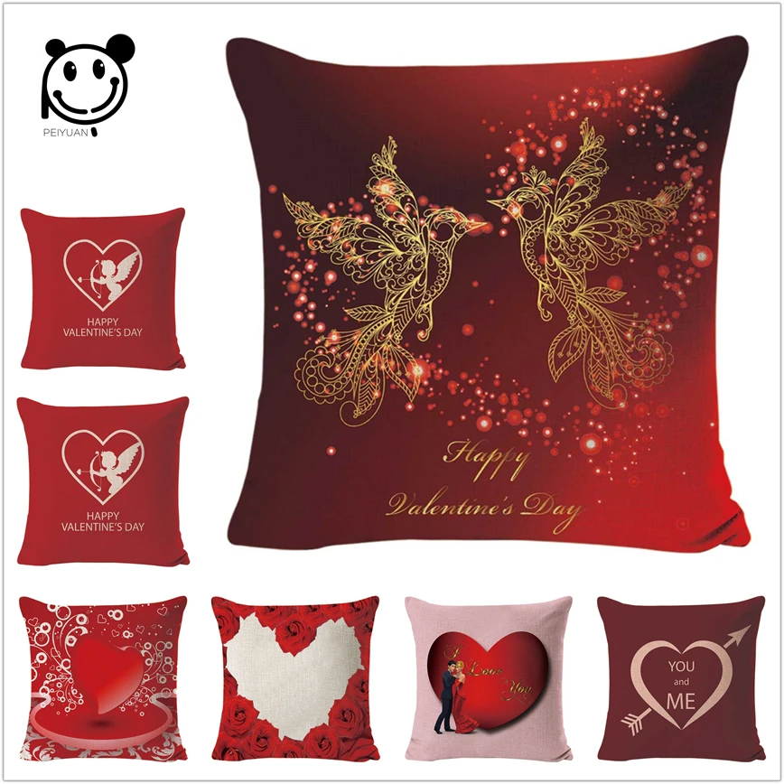 

Cushion Cover Letter Love Heart for Sofa Home Decorative Throw Pillow Case Cotton Linen Couple Pillowcase Capa Almofada 45*45cm