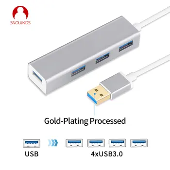 

Snowkids USB 3.0 Hub Splitter Adapter Alluminum Shell High Speed for Laptop Desktop Hub for Dell HP Surface MacBook