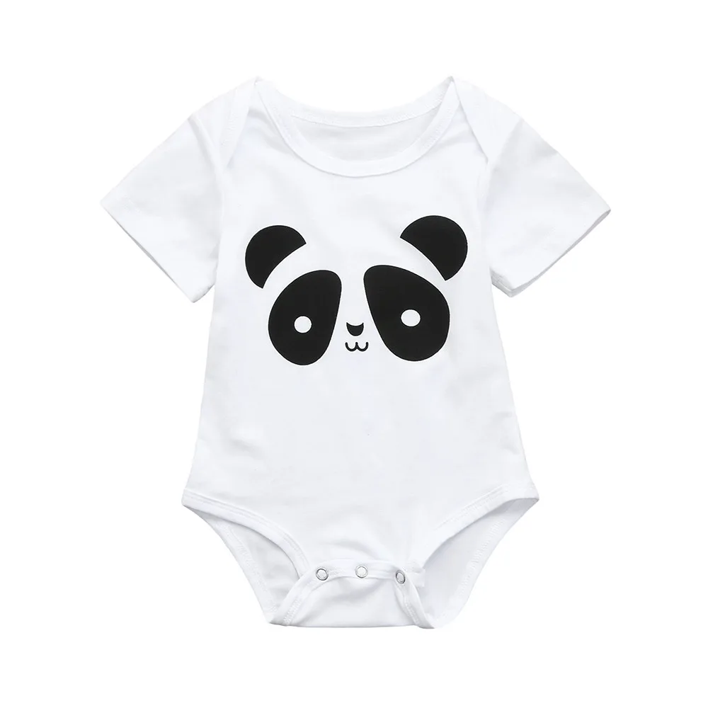 

LONSANT Baby Clothes Boys Girls Cartoon Panda Print Bodysuit Newborn Baby short sleeve Jumpsuit summer baby cotton Clothes