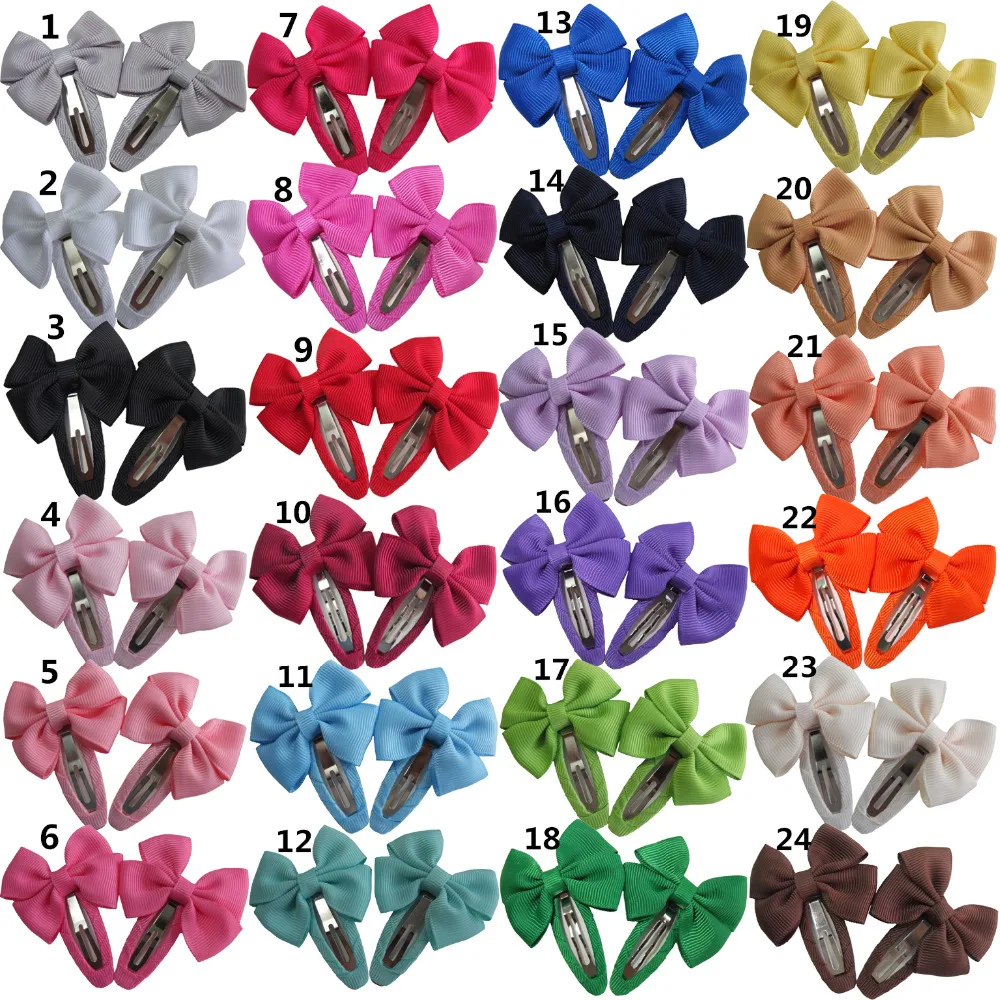 24 Pairs Snap clips Hair bow Baby Girls Hair clips Barrettes Hairbows Hairgrips Headwear Hair Snap clips Accessories Bow