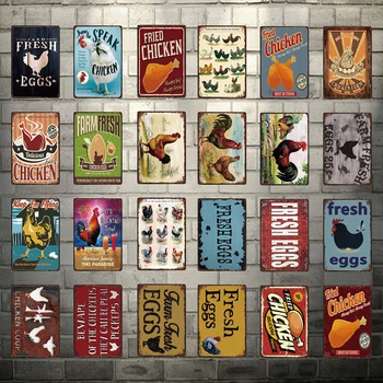 

[ Kelly66 ] Fried Chicken Best In Town Farm Fresh Eggs Metal Sign Tin Poster Home Decor Bar Wall Art Painting 20*30 CM Size Dy77