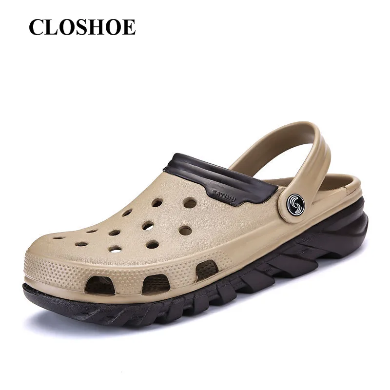 

CLOSHO Summer Men's Large-size Baotou Crocs with Soft Soles Non-slip Plastic Slippers and Outdoor Wading Beach Sandals